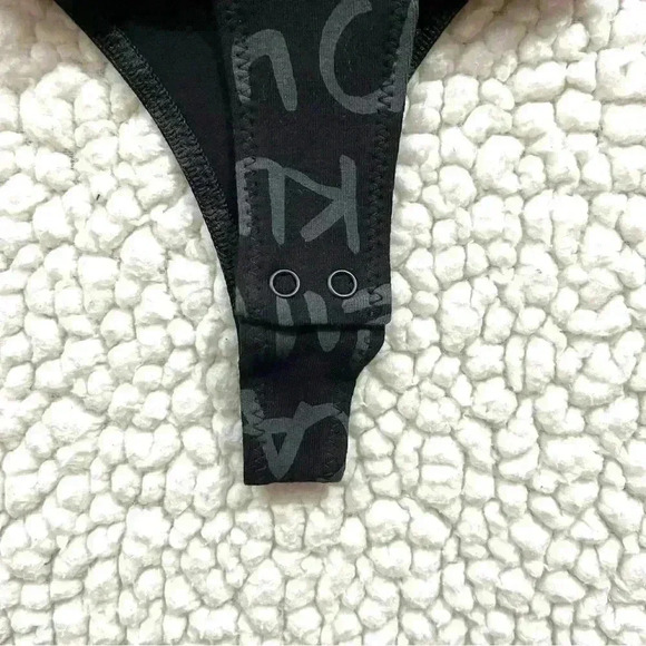 NWT Calvin Klein Perf Black Signature Zip Cotton Thong Snap Bodysuit Size M - Picture 6 of 13